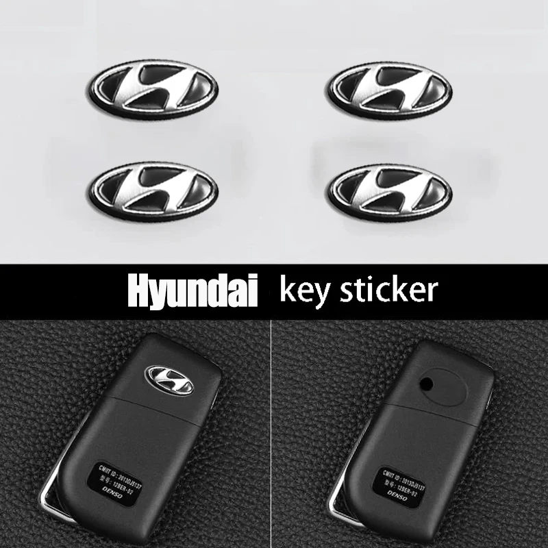 14/16mm Car Key Stickers Rubber Decorative Paster For Hyundai I30 I20 I10 Venue Veloster Tucson Accent Getz I40 IX35 Accessories