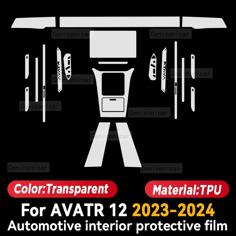 For AVATR 12 2023 2024 Car Interior Center Console Screen Protective Film Anti-scratch Repair film Sticker Accessories