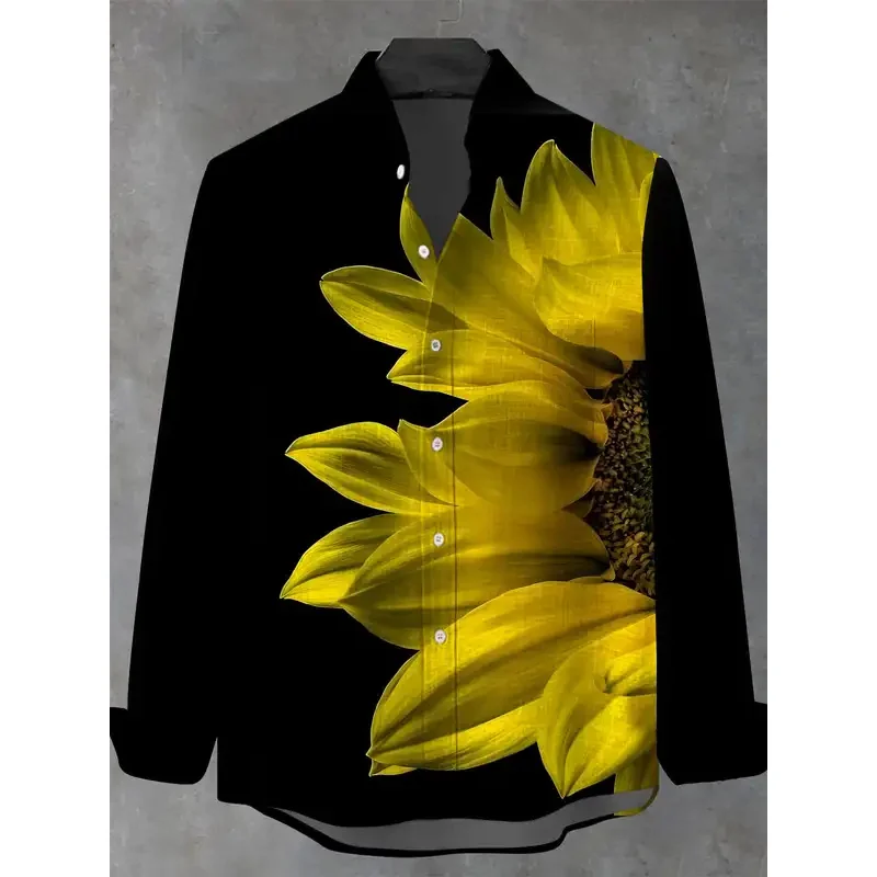 قمصان رجالية، قمصان بأزرار سفلية، قمصان كاجوال، للربيع والصيف، مطبوعة بأكمام طويلة، يوميًا، عصرية، مريحة