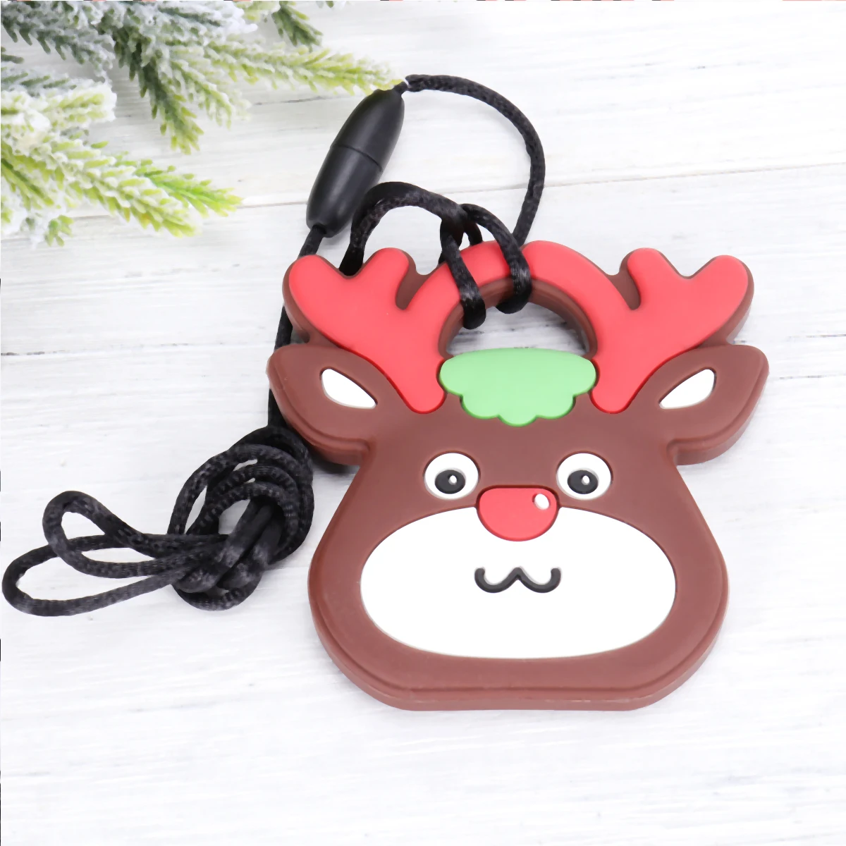 

Food Grade Silicone Christmas Teether Durable Colorful Infant Teething Soother Baby Deer Teether