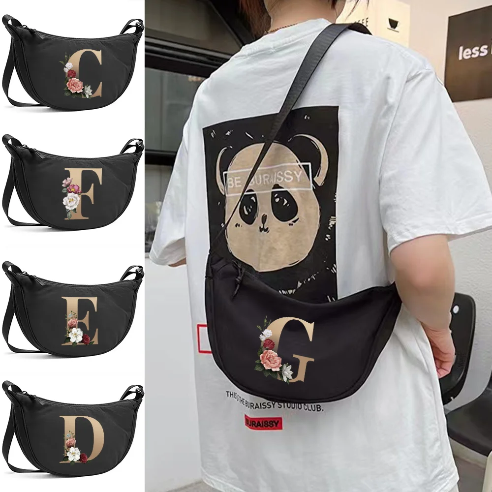 Dumpling Bags Handbags Female Shoulder Bags Messenger Crossbody Bags Leisure Purses Tote Bag 2024 Gold Letter Pattern Series