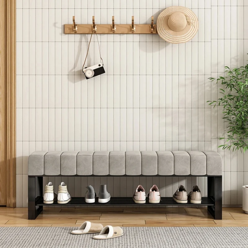 

Space-Saving Shoe Rack Living Room Bench Bedroom Zapatero with Nordic Design Metal Shelving for Slippers Footwear Organization