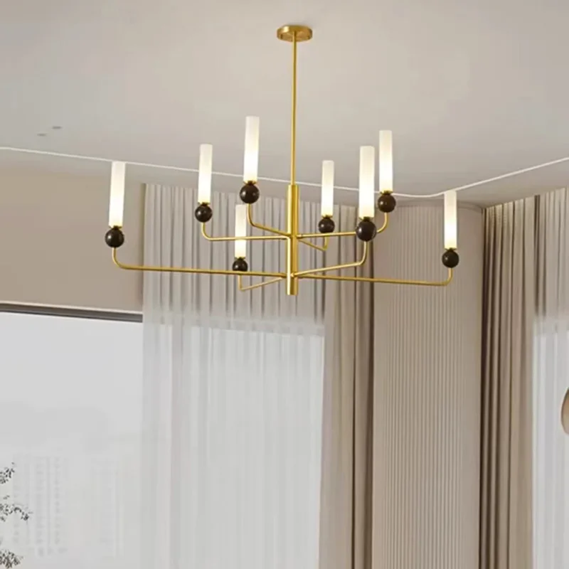 

Post mordern chandelier Natural marble light Ball Foyer Restaurant Aisle Bedroom Lighting White Acrylic Lampshade island lights