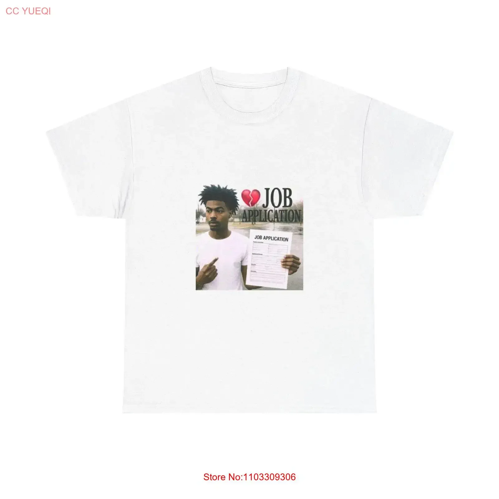 T-shirt Meme 'Heartbroken Job Application' SYBAU, Coton, Vintage, Délavé, Respirant, Polyvalent, Thème Marché Viral, Économie Triste, Génération Z
