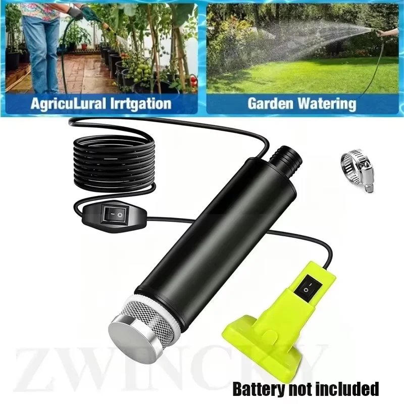 For Ryobi 18V Lithium Batteries Portable Cordless Submersible Pump Multi-purpose Submersible Pump for Garden Water Transfer Pump