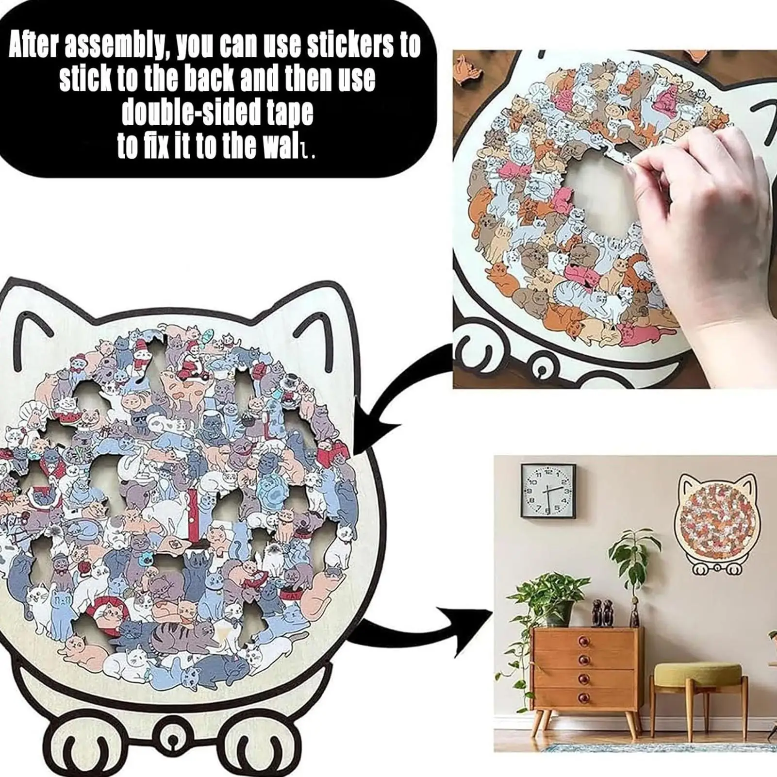 135 Pcs Cat Puzzle Cat Shaped Wooden Jigsaw Puzzle Wooden Jigsaw Puzzles Animal Shape Wood Puzzle For Cats Lovers Home Decor
