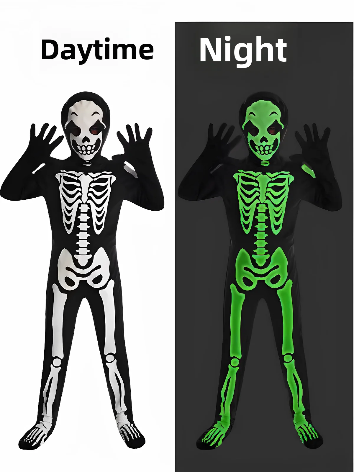 子供用ハロウィンコスプレパフォーマンスコスチューム光る骸骨骸骨幽霊衣装恐怖テーマパーティードレスアップ服