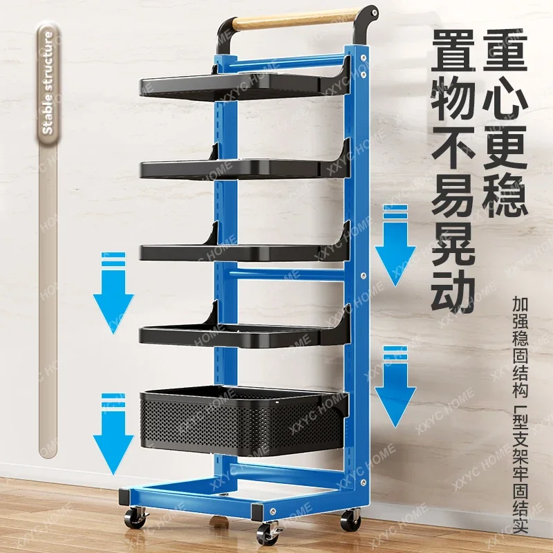 Kitchen rack Household floor-to-ceiling   Multi-layer fruit and vegetable basket trolley Multifunctional pot storage rack