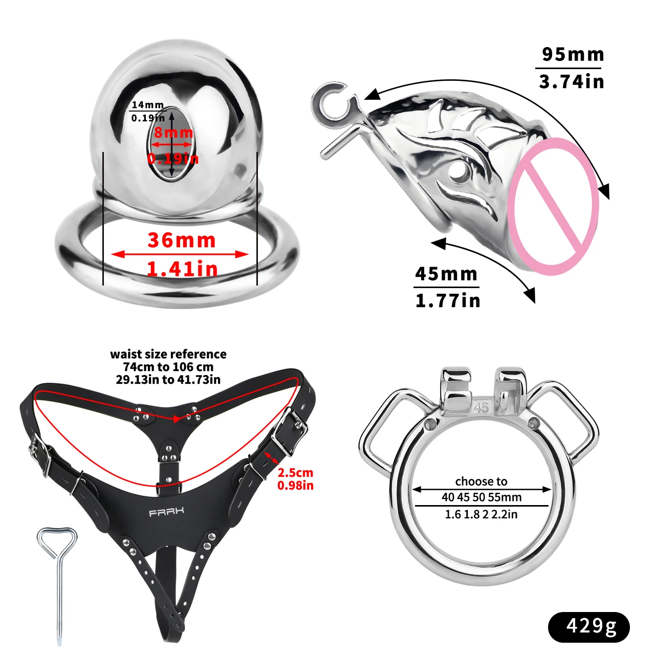 FRRK 2 Color Adult Penis Chastity Cage Device SM Carving Art Cock Lock Belt Couple Loyalty Abstainer BDSM Sex Tools For Man Gay view 2