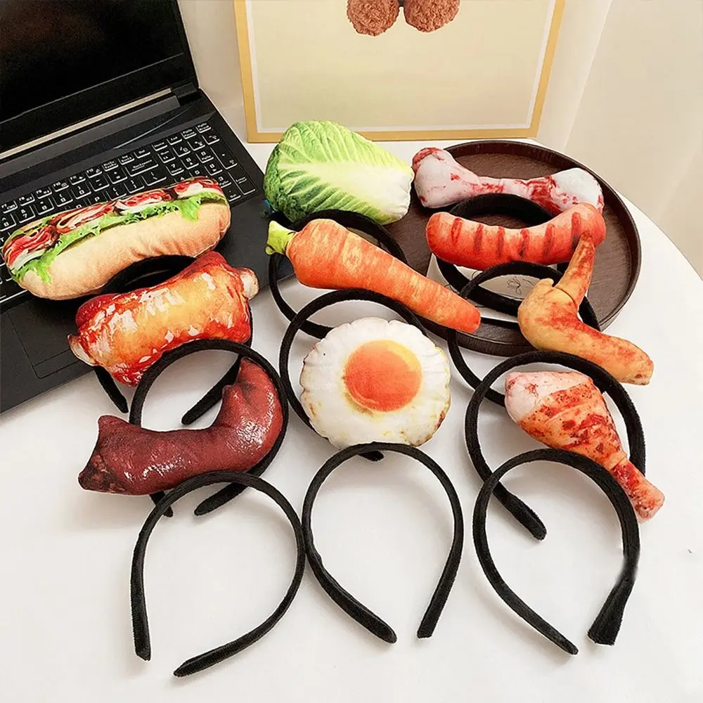 

Funny Strawberry Simulated Food Hair Hoop Bone Vegetable Hotdog Headband Spareribs Korean Style Wash Face