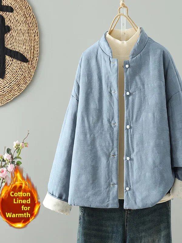 

Двустороннее новое китайское льняное хлопковое джет женское зимнее ретро национальное пальто на пуговицах улучшенный костюм Тан хлопковое пальто