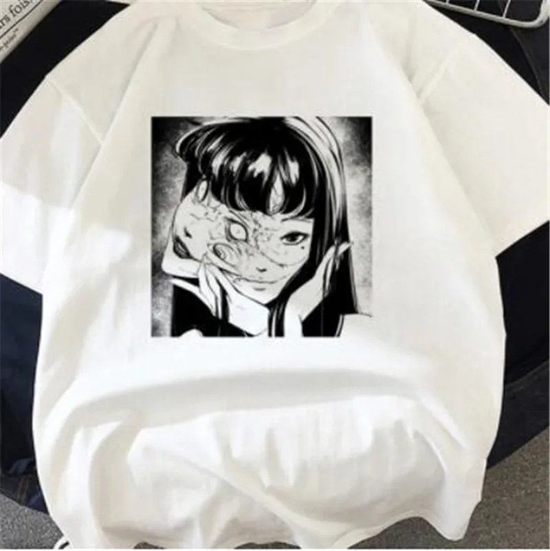 

Horror Comics Junji Ito Women T-shirt Femme Harajuku Tshirt Tumblr Grunge Summer Short Sleeve Casual T-shirt Kawaii Tops Tees