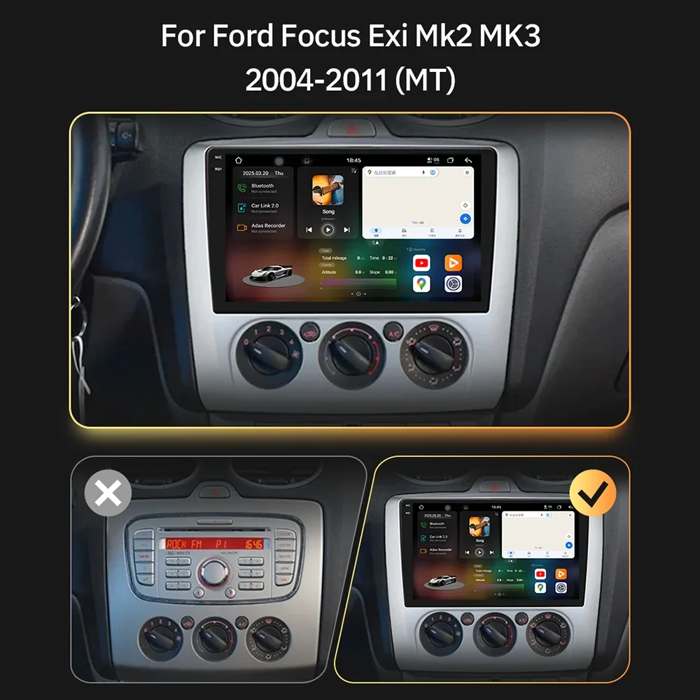 Eunavi 2Din CarPlay Android Car Radio For Ford Focus Exi MT Mk2 MK3 2004 - 2011 Multimedia GPS Navigation RDS DSP BT