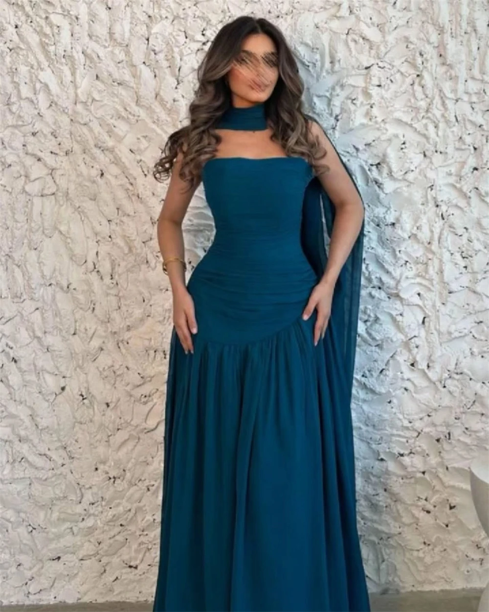 Maßgeschneidertes Abendkleid, elegant, trägerlos, ärmellos, Saudi-Arabien, Partykleider, schlichtes Chiffon mit Bändern, Vestido De Festa