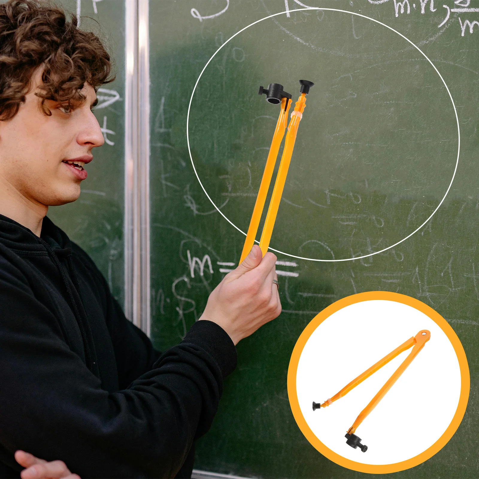 

Orange Plastic Compass Big Size Adjustable Tool for Math Geometry Teaching School Blackboard Professional Use