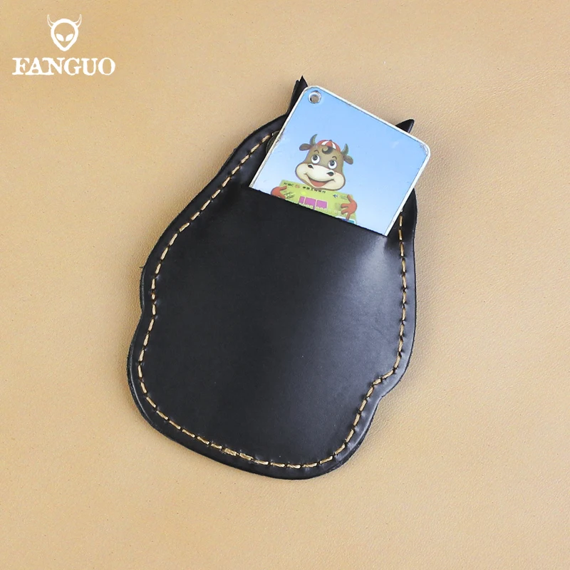Cute Key Holder Genuine Leather Bank Card Pocket Portable Mini Bus Card Key Pouch Housekeeper Key Access Entrance Guard Card Bag