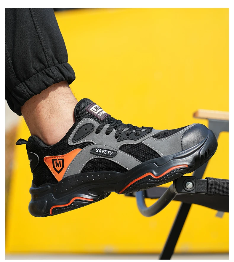 Work Safety Shoes Breathable Men Work Protective Sneakers Anti-Puncture Work Shoes Male Steel Toe Outside Sport Shoes