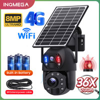 INQMEGA 4K 8MP Solar Surveillance Camera Outside Solar Powered CCTV Dual Lens Dual View Extension Cord Built in Batteries Home