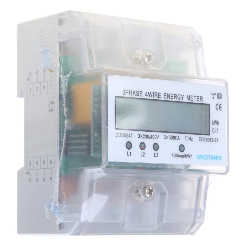 Versatile Three Phase Energy Meter Accurate Power Measurement High Precisions for Office Home LCD Digital Display