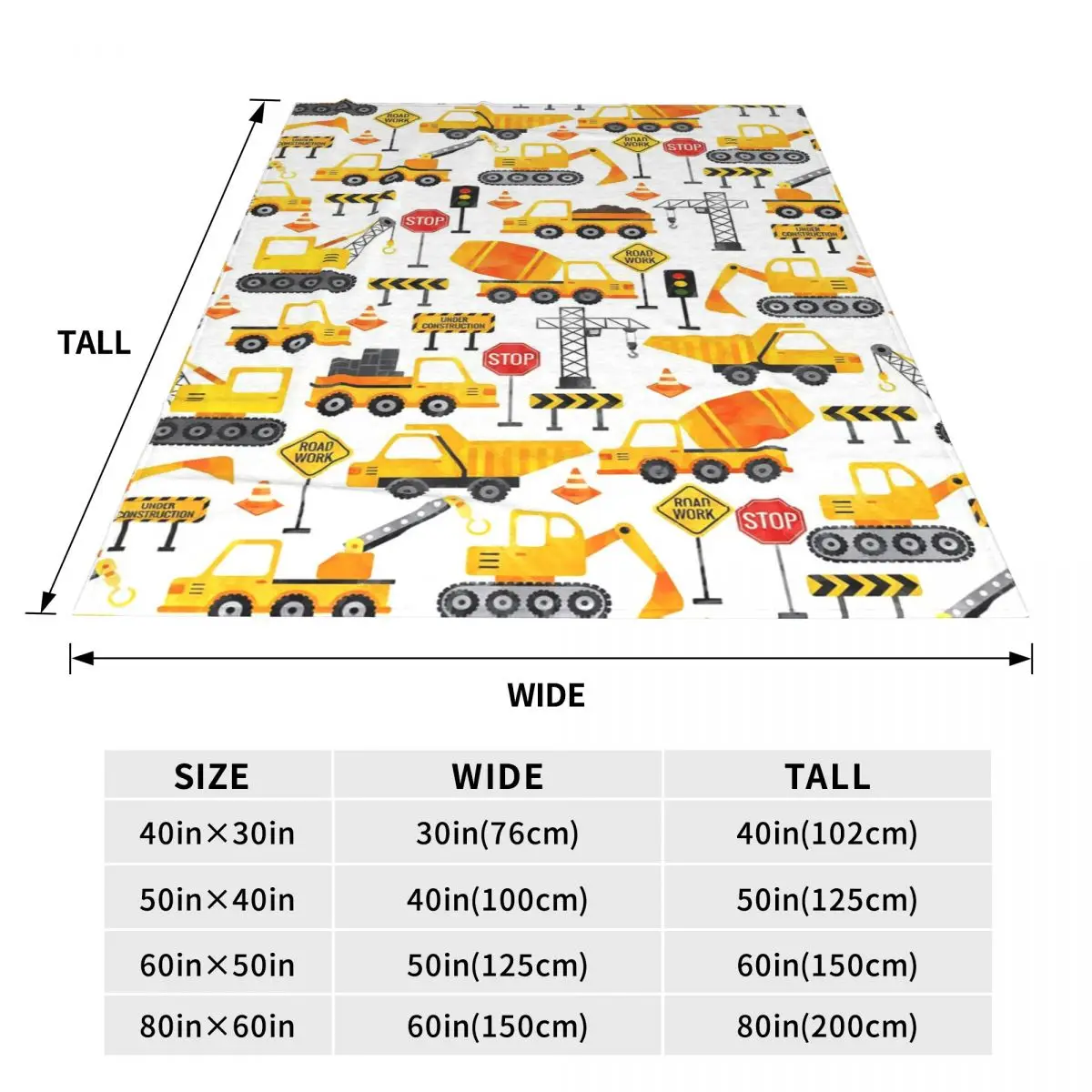 Road Work Watercolor Construction Vehicles Blankets Flannel Sofa Throw Blanket Portable for Couch Bedding Throws Bedspread Quilt