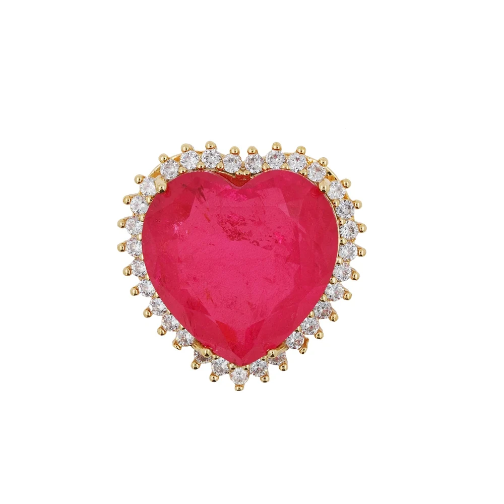 Love Paraiba Tourmaline Red Gemstone Heart Crystal Pendant Necklace Women Jewelry Wedding Anniversary Gift