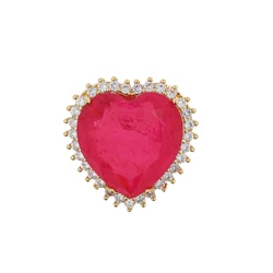 Love Paraiba Tourmaline Red Gemstone Heart Crystal Pendant Necklace Women Jewelry Wedding Anniversary Gift