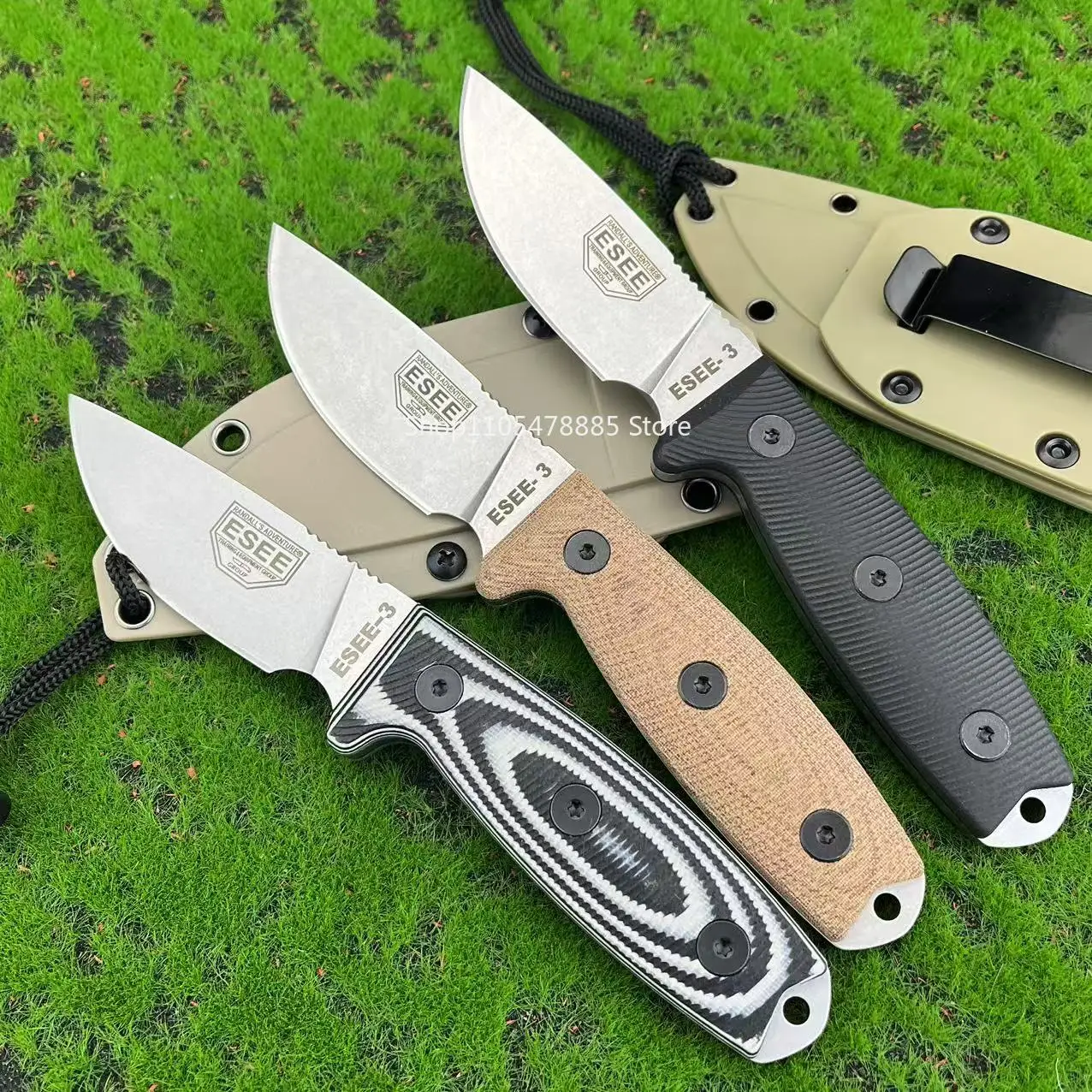 Practical Cutting Knife ESEE-3 Outdoor Fixed Blade Camping Multitools Adventure EDC Knife High Hardness Multi-purpose Use Tools