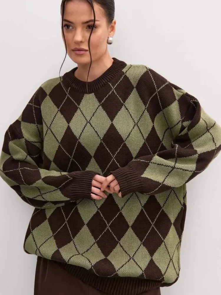 

Универсальный свободный простой стильный свитер, женская одежда, женский удобный вязаный пуловер с принтом, повседневная домашняя одежда для поездок на работу