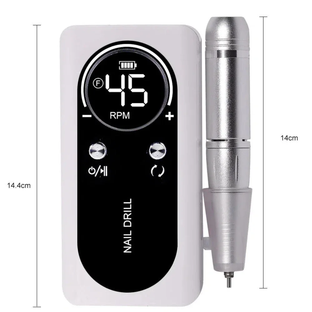 45000 دورة في الدقيقة قابلة للشحن آلة حفر الأظافر منخفضة الضوضاء المهنية الكهربائية ساندر ملف هلام طلاء الأظافر الأظافر مانيكير صالون أداة