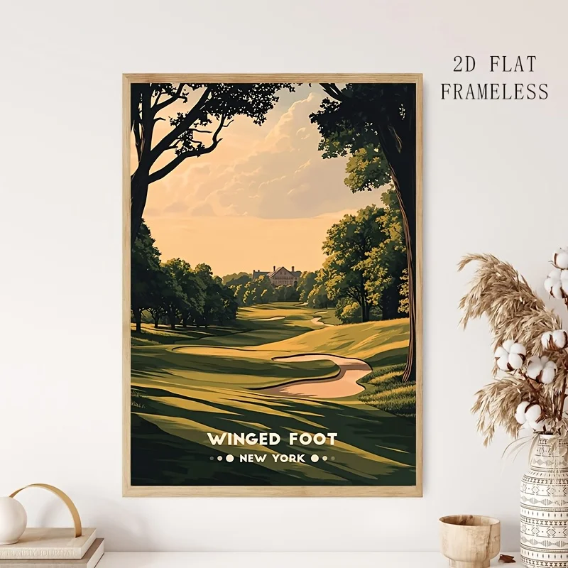 2D Flat, 1pc, 2D Flat, Frameless, Multiple Sizes, Posters & Prints, Canvas Painting; Winged Foot Golf Course Poster - Classic