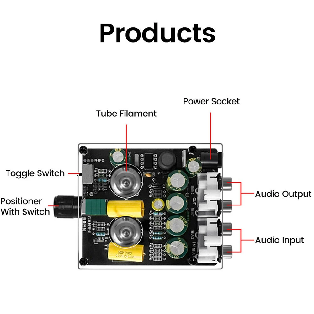 6J3 Tube Preamplifier Board DC12V For Hifi Audio Preamp With 3 Level Gain Switch For DIY Speaker 6J3 Tube Preamplifier
