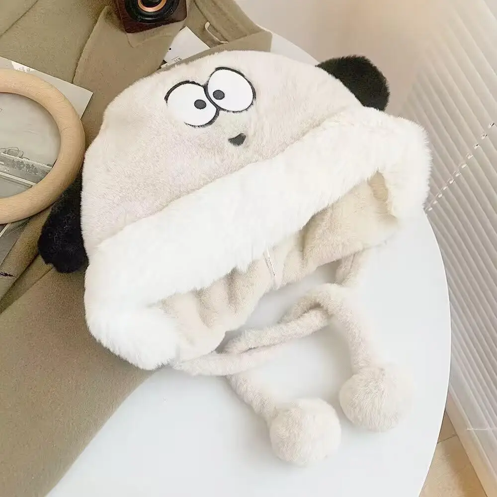 Cute Puppy Plush Hat for Kids,Warm Winter Trapper Hat with Ear Flaps,Cartoon Animal Cap Winter Plush Warm Soft Cozy Hat