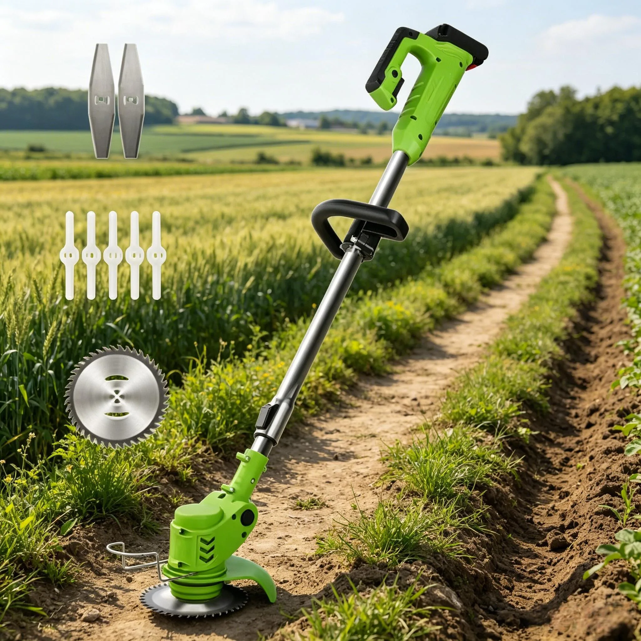 

12V/24V Cordless Electric Grass Trimmer Adjustable Length 90° Head Multi-function Lawn Mower Garden Weeding Cutter