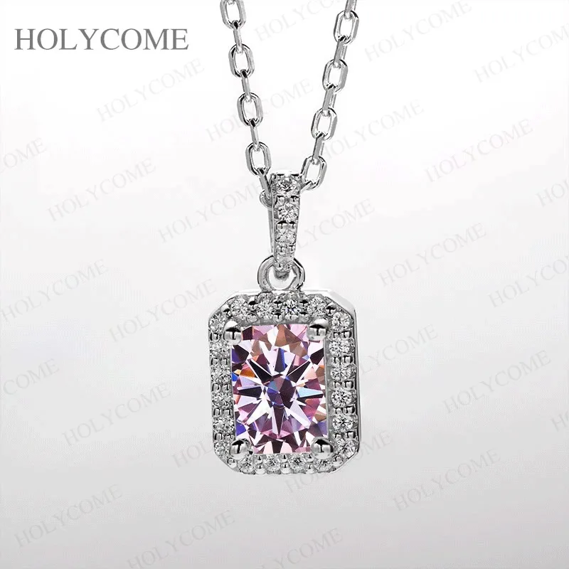 Moissanite Necklace 5x7mm 1CT Emerald Micro-Set Necklace Colorful VVS1 For Party Birthday Wedding Jewelry Gifts Wholesale Charms