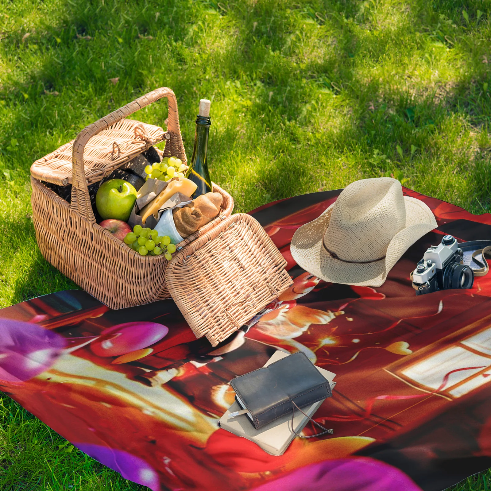 Cartoon Character Red Party Theme Outdoor Blanket For Camping Picnic And Nature Adventures With
