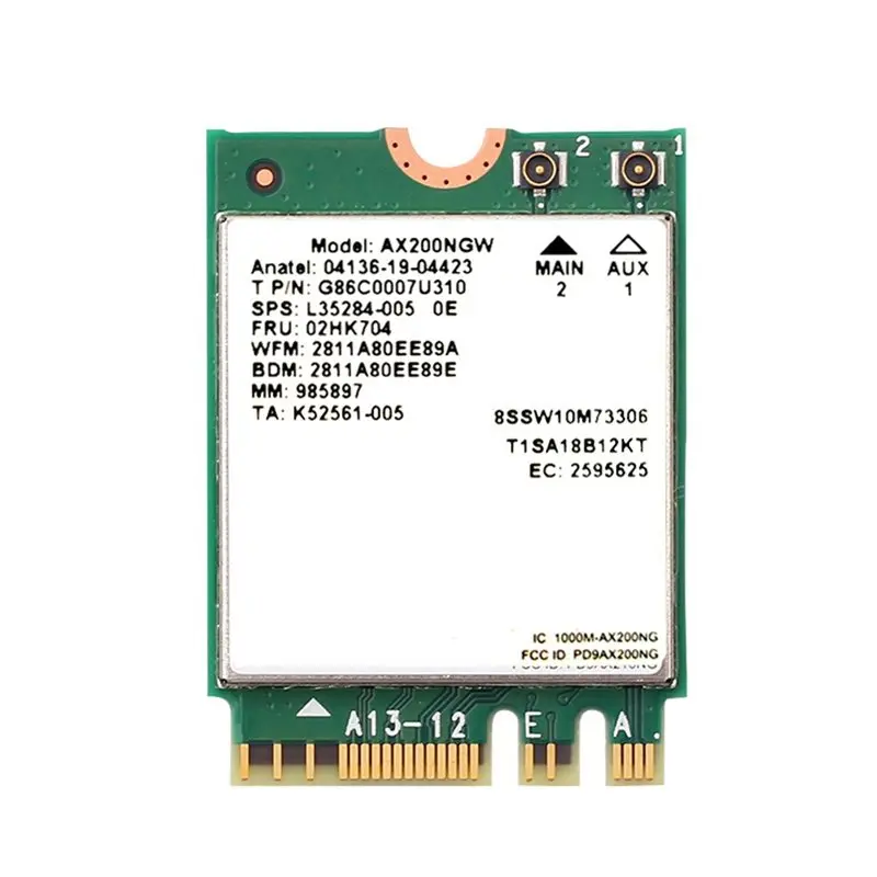Popularna karta sieciowa AX200 M.2 NGFF 2.4Ghz/5G WI-FI 6 2974Mbps, karta Wi-Fi 802.11Ax, adapter Wi-Fi Bluetooth 5.2 z anteną, AX200 — zdjęcie produktu 2