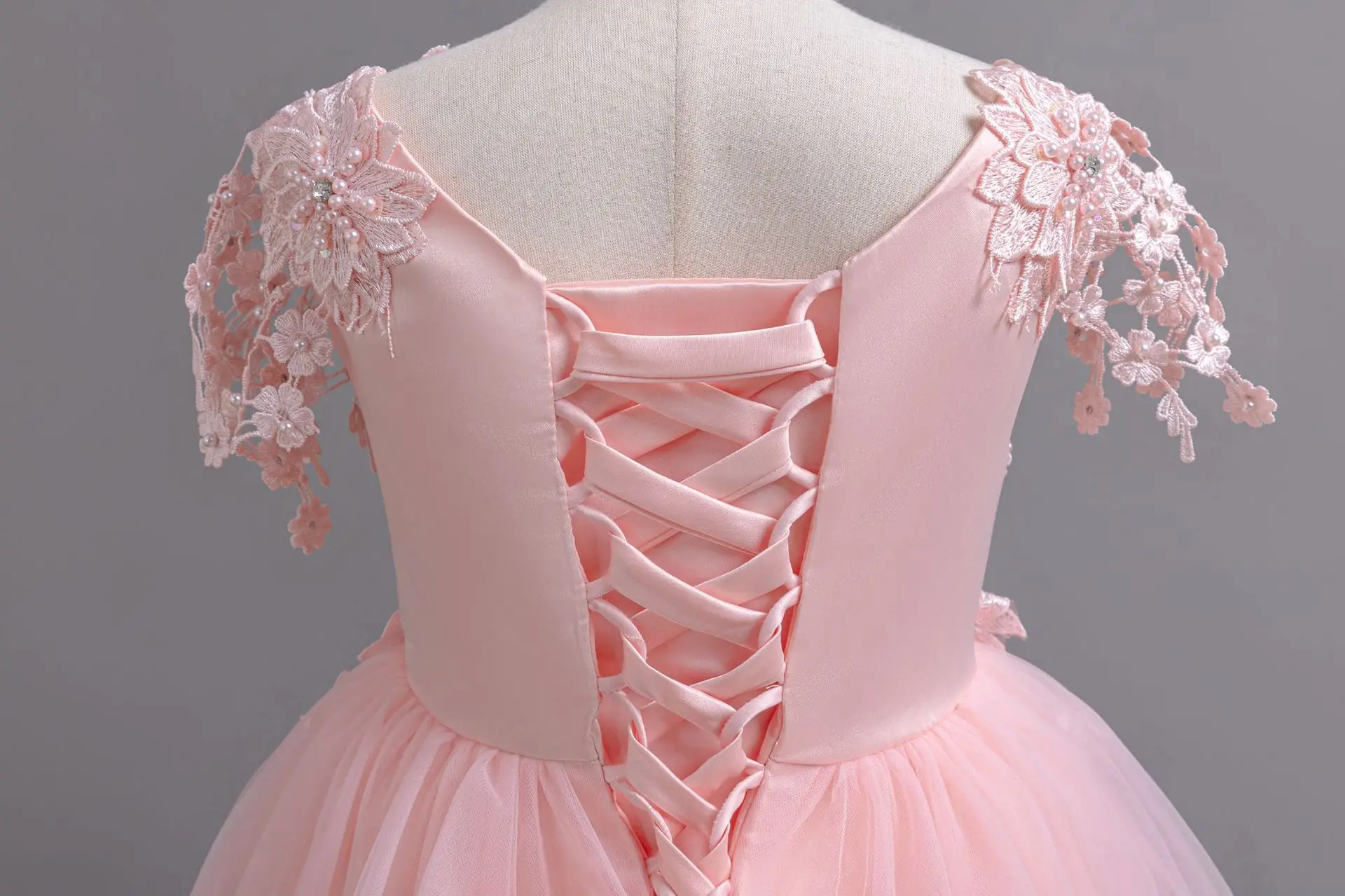 Hochwertiges, elegantes Partykleid für Mädchen, ärmellos, mit Perlen besetzt, Blumenmädchenkleid, formelles Ballkleid für Kinder, für Hochzeit, Geburtstag, Schönheitswettbewerb – Detail 15