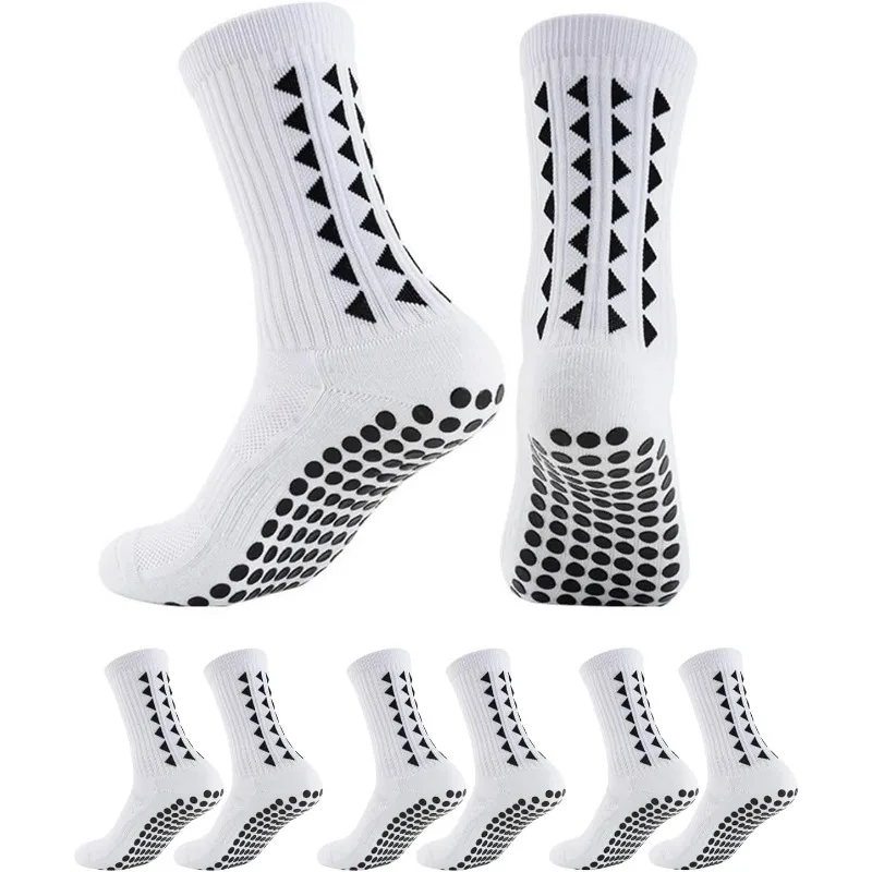 

6 Pairs Non-Slip Grip Socks Men Women Football Socks Towel Bottom Sport Socks Rugby Soccer Cycling Run Exercise Athletic Socks