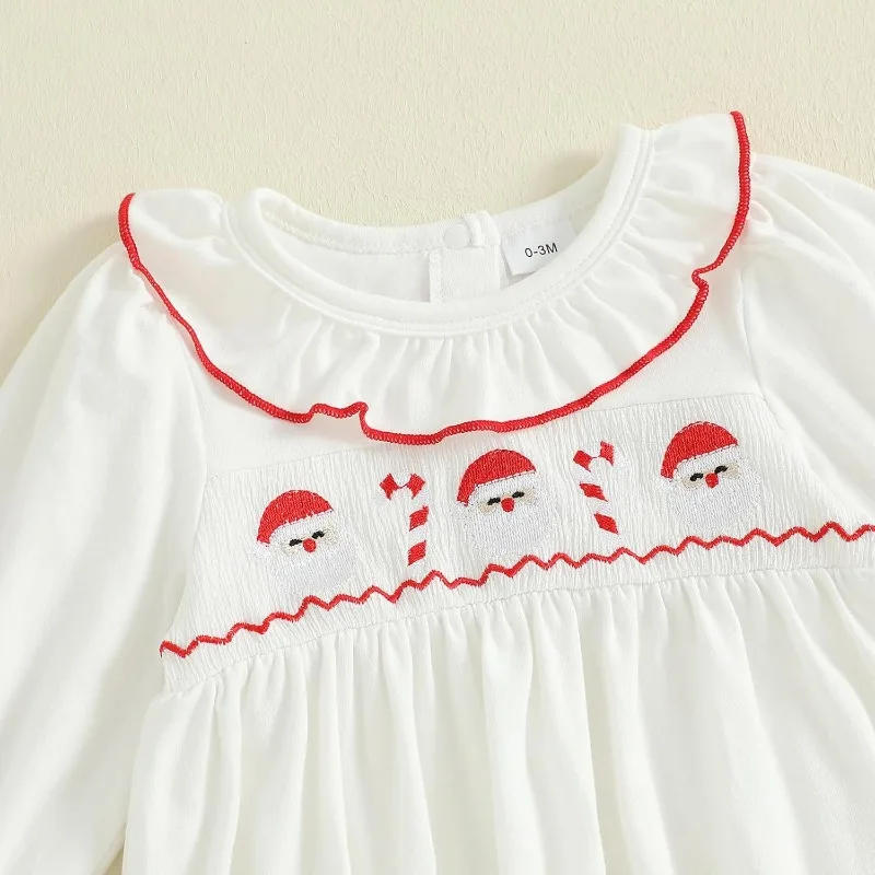 ثوب نوم سانتا كريسماس لحديثي الولادة - طقم بيجامة بأكمام طويلة لعيد الميلاد الأول للفتيات الصغيرات. ملابس للفتيات الصغيرات.ropa de bebé #4