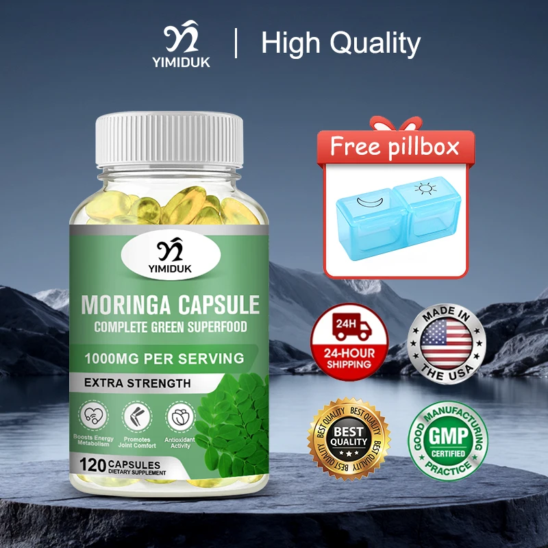 

Natural Organic Moringa Oleifera Capsules, Support igestive Aid, Metabolism Booster & Complete Daily Nutrition, Brain Health