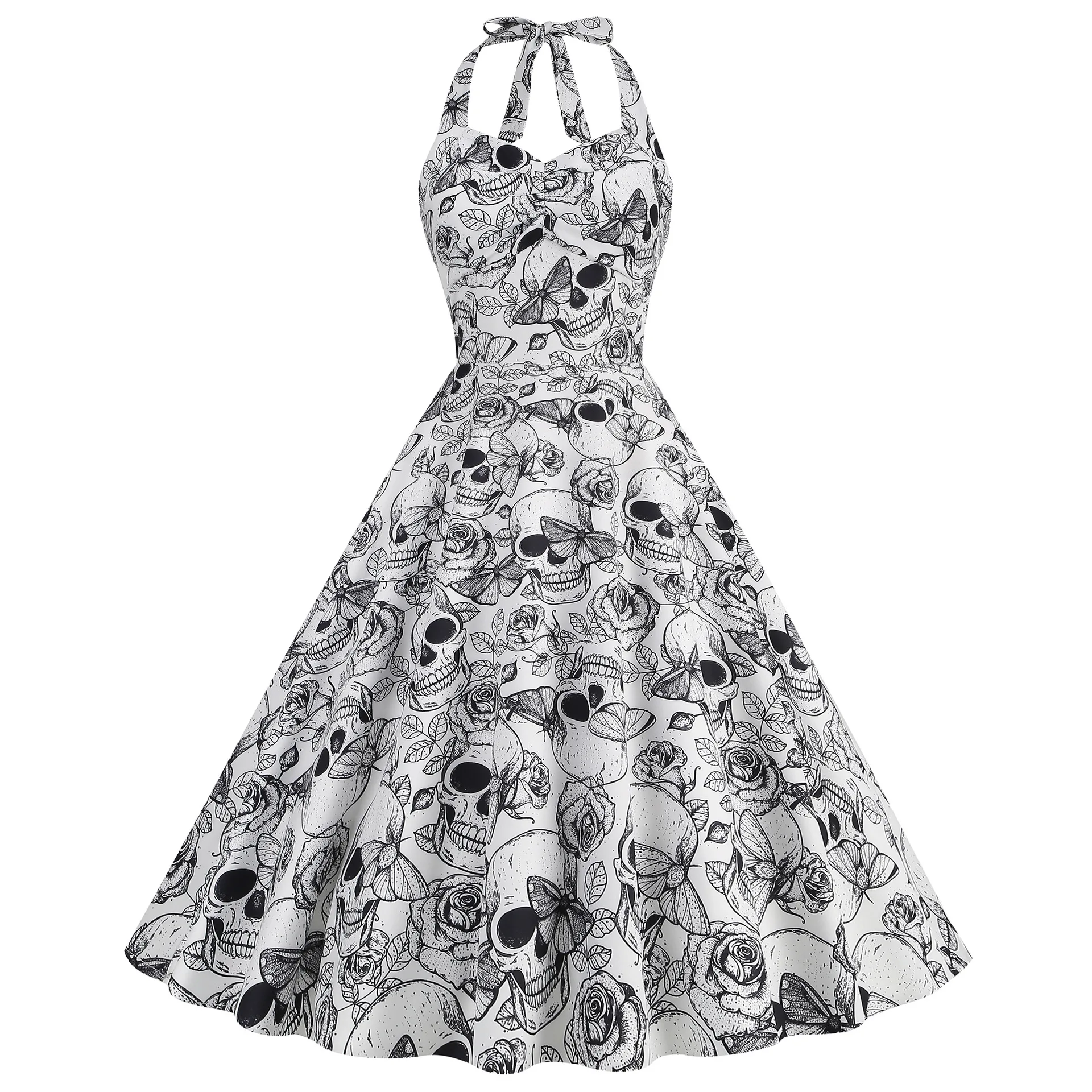 Halloween Costumes for Women Skull Print Halter Dress Sleeveless Tunic Vintage Party Dresses Goth Clothes Masquerade Vestidos - AliExpress 200000345 Halloween Costumes for Women Skull Print Halter Dress Sleeveless Tunic Vintage Party Dresses Goth Clothes Masquerade Vestidos - AliExpress 200000345