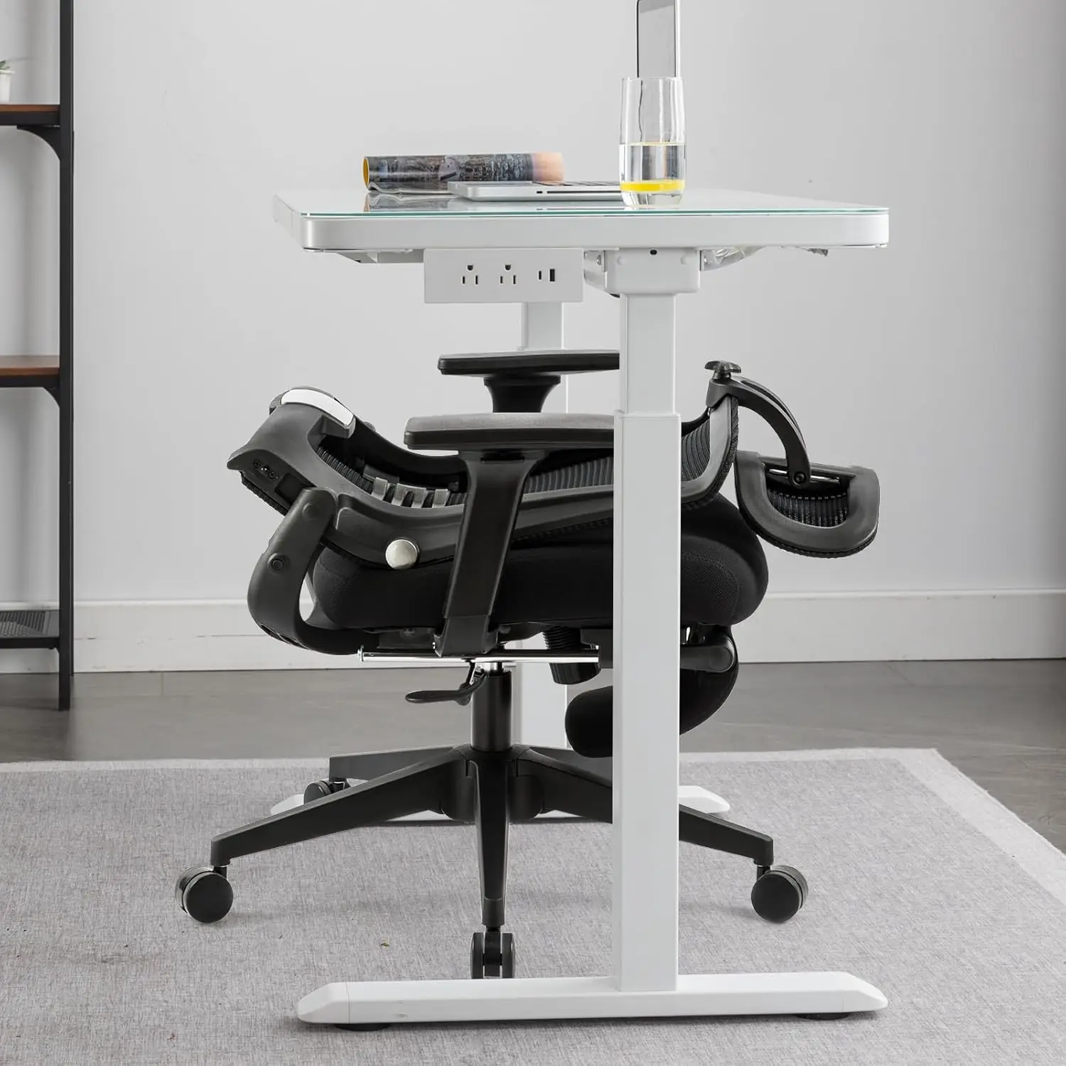 Foldable Office Chair With Foot Rest, Ergonomic Office Chair With Adjustable Lumbar Support,Office Desk Chairs For Space Saving