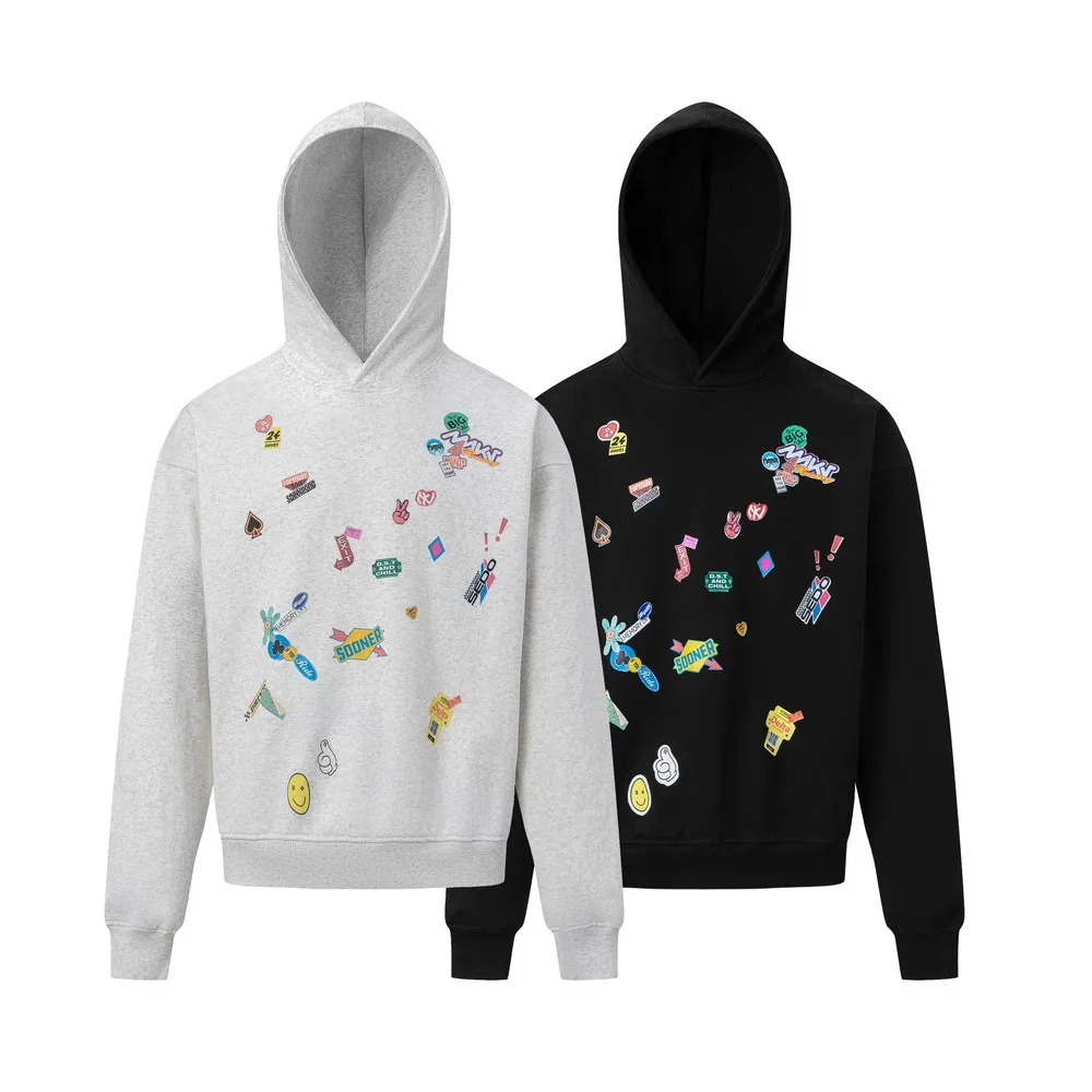 Felpe con cappuccio larghe dal design vintage invecchiato con stampa divertente Kawaii Felpe con canguro oversize streetwear per donna uomo