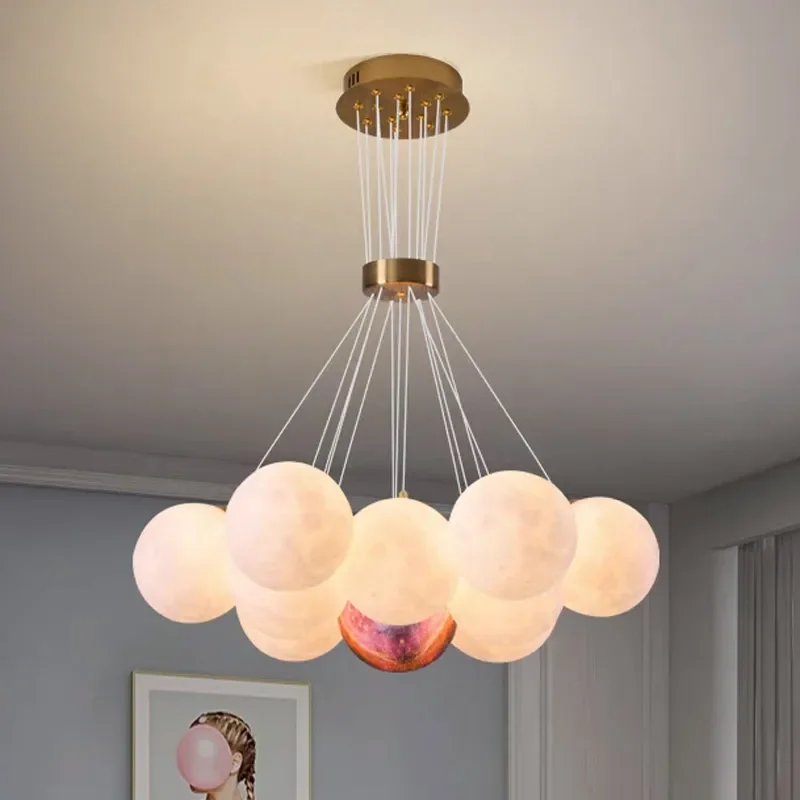 

Northern Modern Chandelier Bedroom Living Room Dining Table Bar Kitchen Home Decor LED Pendant Lamp Moon Lighting Hanging Indoor