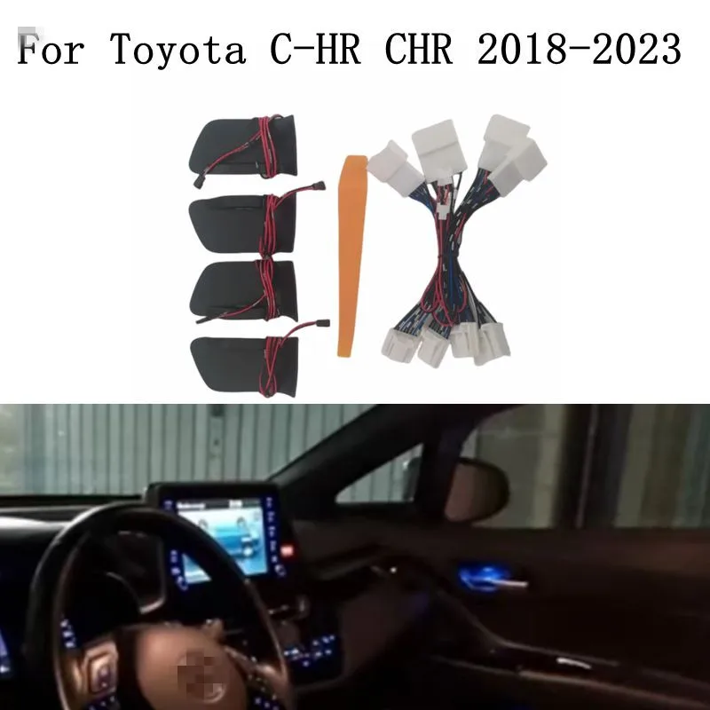 Dla Toyota C-HR CHR 2018-2023 Wewnętrzna klamka drzwi Miska Nastrojowe światło Drzwi samochodu Klamka Rama LED Lodowe niebieskie światło