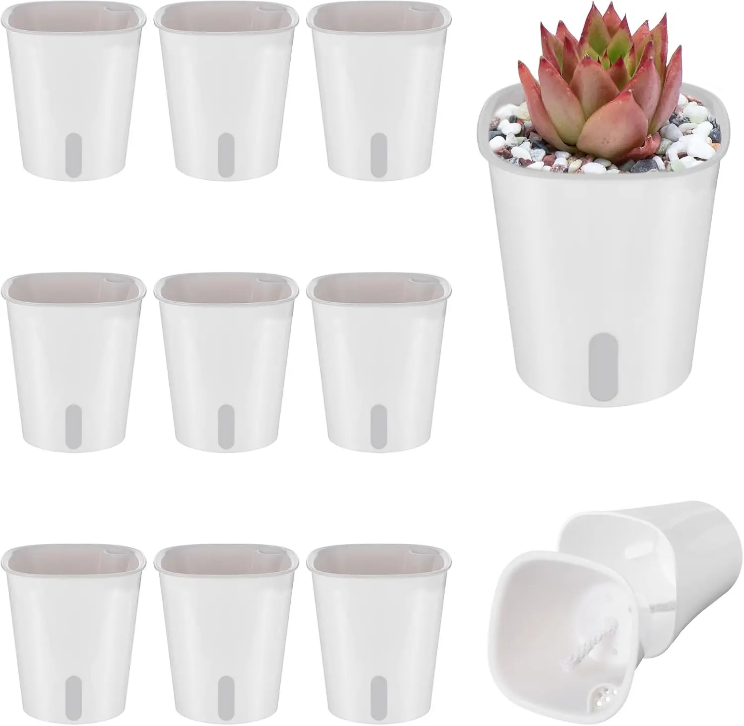 4 Inch Self Watering Pots for Indoor Plants,10 Sets Self Watering Planter Pots with Visual Water Level Window and Multip