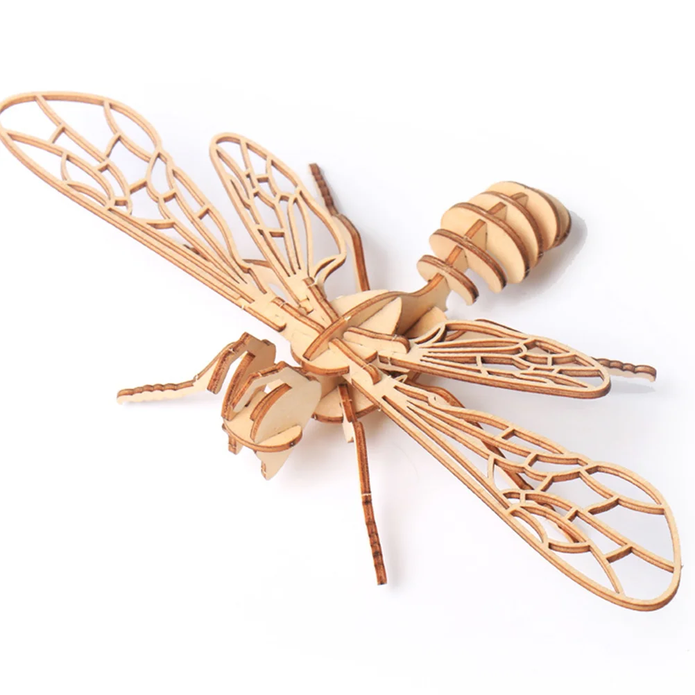 8 Uds. Rompecabezas de insectos de madera 3D, modelo hecho a mano con forma de Animal, juguete educativo, artesanía Beige para niños, duradero, seguro y creativo