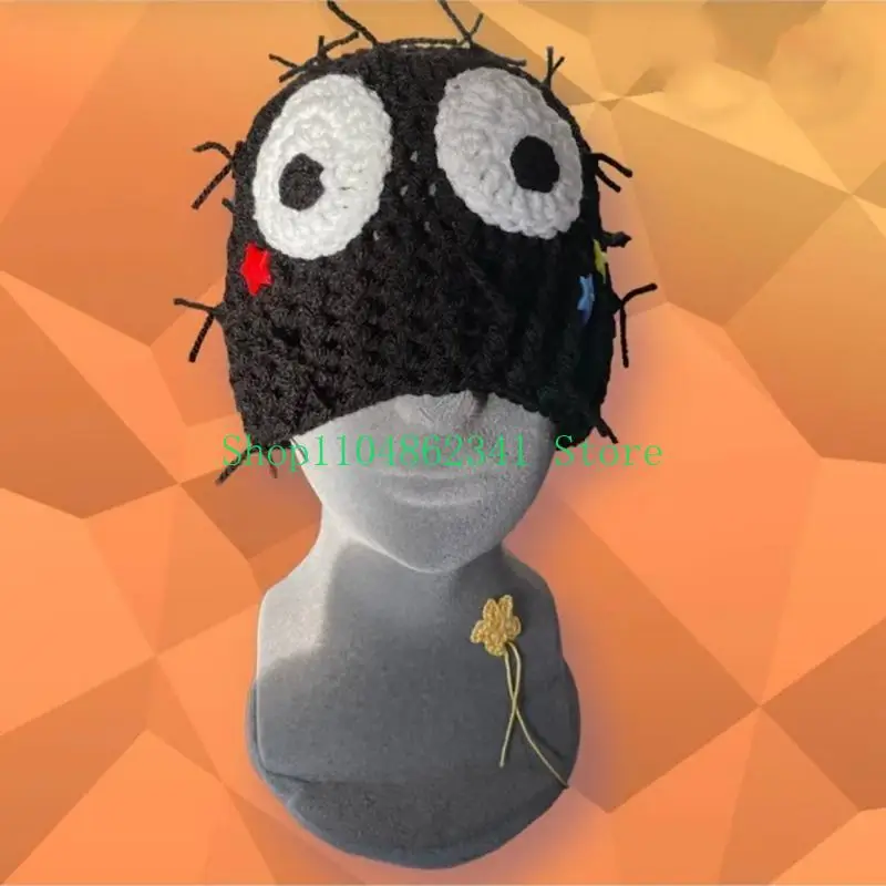 652F Girls Big Eye Hat Handwoven Skullcap Hat Gift for Vacations Skullcap Hat