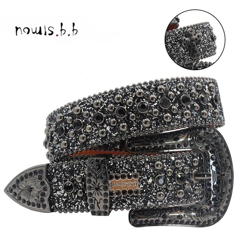 

Punk Luxury Strap Diamond Belt Western Crystal Studded Belt Cowgirl Cowboy Rhinestone Belt For Women Men Jean Cinto De Strass