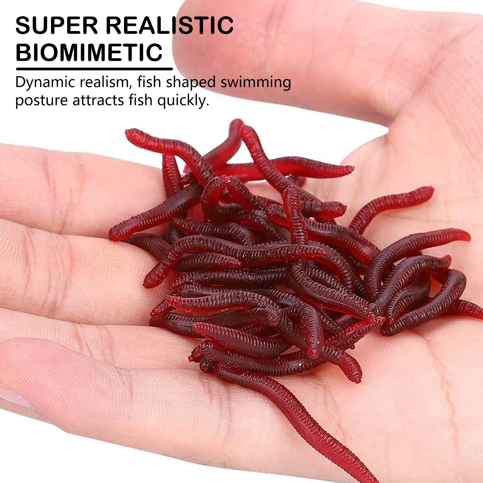 Señuelo blando de gusano rojo biónico de 4/8cm, cebo de pesca de diseño realista con olor a pescado para trucha, lubina, carpa, bacalao, pesca en agua dulce